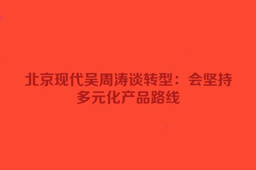 北京现代吴周涛谈转型：会坚持多元化产品路线