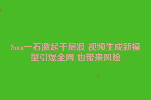 Sora一石激起千层浪 视频生成新模型引爆全网 也带来风险