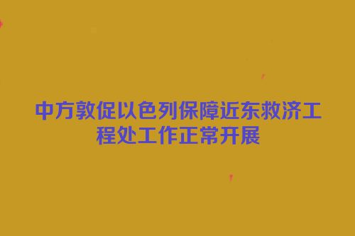 中方敦促以色列保障近东救济工程处工作正常开展