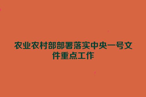 农业农村部部署落实中央一号文件重点工作