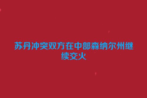 苏丹冲突双方在中部森纳尔州继续交火