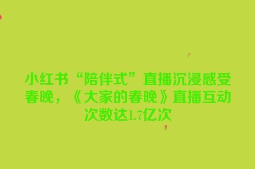 小红书“陪伴式”直播沉浸感受春晚，《大家的春晚》直播互动次数达1.7亿次