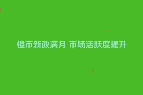楼市新政满月 市场活跃度提升