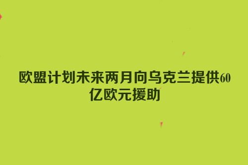 欧盟计划未来两月向乌克兰提供60亿欧元援助