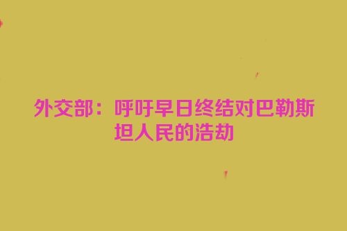 外交部：呼吁早日终结对巴勒斯坦人民的浩劫