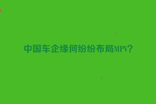 中国车企缘何纷纷布局MPV？