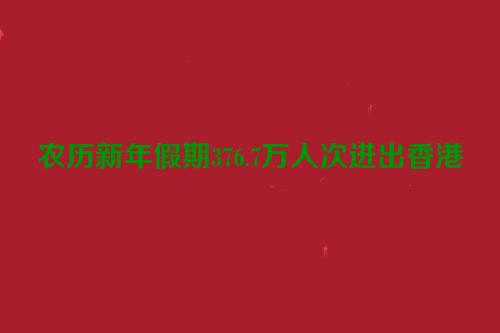 农历新年假期376.7万人次进出香港