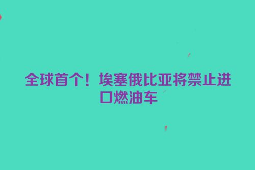 全球首个！埃塞俄比亚将禁止进口燃油车