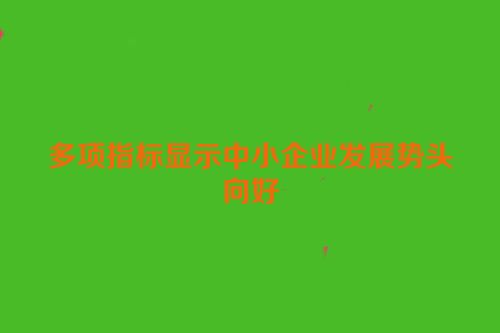 多项指标显示中小企业发展势头向好