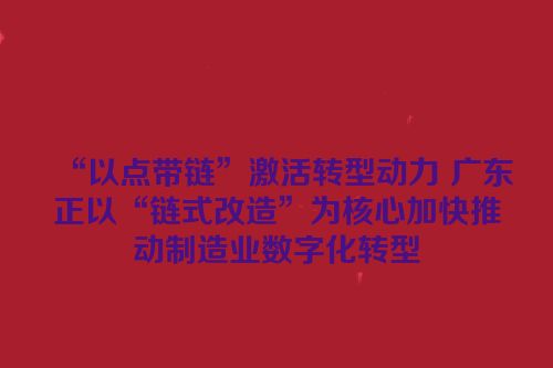 “以点带链”激活转型动力 广东正以“链式改造”为核心加快推动制造业数字化转型