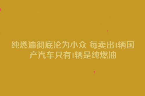 纯燃油彻底沦为小众 每卖出4辆国产汽车只有1辆是纯燃油
