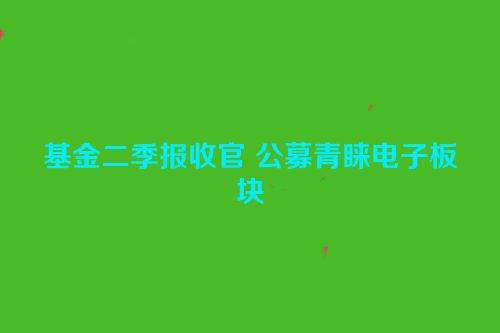 基金二季报收官 公募青睐电子板块