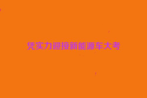 凭实力迎接新能源车大考