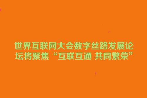 世界互联网大会数字丝路发展论坛将聚焦“互联互通 共同繁荣”