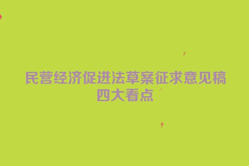 民营经济促进法草案征求意见稿四大看点