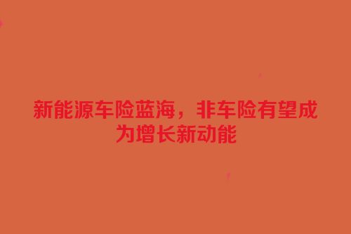 新能源车险蓝海，非车险有望成为增长新动能