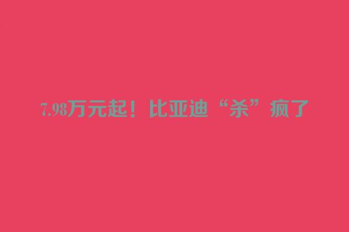 7.98万元起！比亚迪“杀”疯了