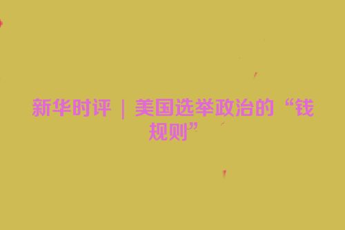 新华时评 | 美国选举政治的“钱规则”