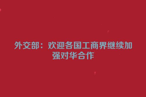 外交部：欢迎各国工商界继续加强对华合作