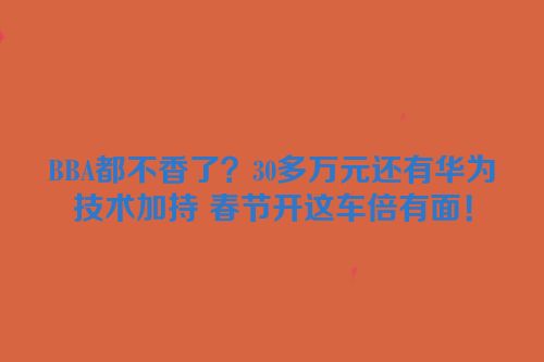 BBA都不香了？30多万元还有华为技术加持 春节开这车倍有面！