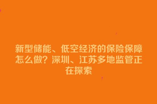 新型储能、低空经济的保险保障怎么做？深圳、江苏多地监管正在探索