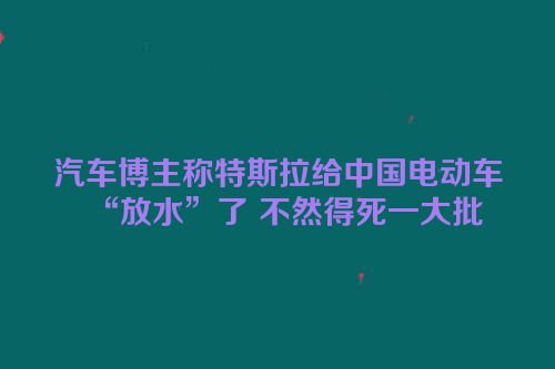 汽车博主称特斯拉给中国电动车“放水”了 不然得死一大批