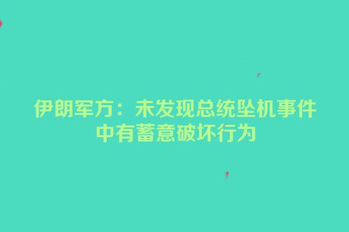 伊朗军方：未发现总统坠机事件中有蓄意破坏行为