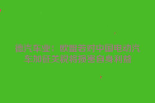德汽车业：欧盟若对中国电动汽车加征关税将损害自身利益