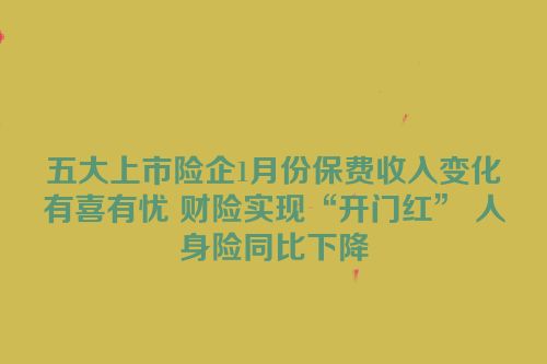 五大上市险企1月份保费收入变化有喜有忧 财险实现“开门红” 人身险同比下降