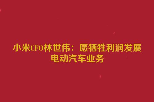 小米CFO林世伟：愿牺牲利润发展电动汽车业务
