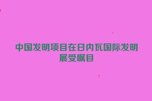 中国发明项目在日内瓦国际发明展受瞩目