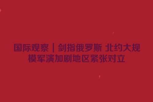 国际观察｜剑指俄罗斯 北约大规模军演加剧地区紧张对立
