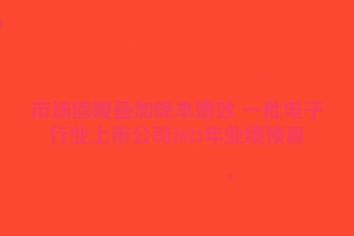 市场回暖叠加降本增效 一批电子行业上市公司2023年业绩预喜