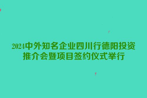 2024中外知名企业四川行德阳投资推介会暨项目签约仪式举行