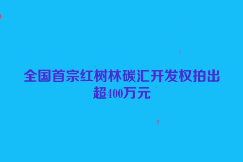 全国首宗红树林碳汇开发权拍出超400万元