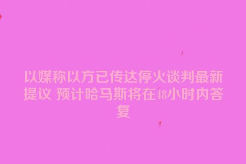 以媒称以方已传达停火谈判最新提议 预计哈马斯将在48小时内答复