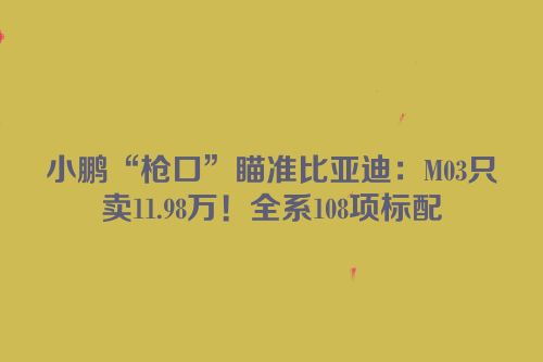 小鹏“枪口”瞄准比亚迪：M03只卖11.98万！全系108项标配