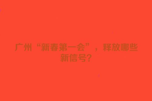 广州“新春第一会”，释放哪些新信号？