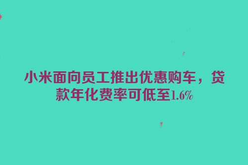 小米面向员工推出优惠购车，贷款年化费率可低至1.6%