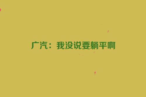 广汽：我没说要躺平啊