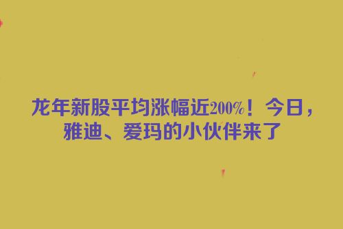 龙年新股平均涨幅近200%！今日，雅迪、爱玛的小伙伴来了