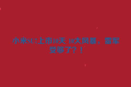 小米SU7上市10天 10大风暴，雷军受够了？！