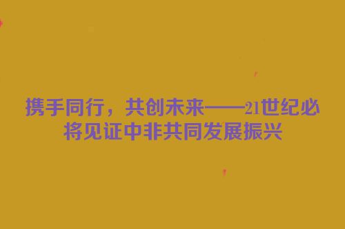 携手同行，共创未来——21世纪必将见证中非共同发展振兴