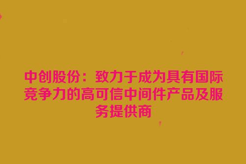 中创股份：致力于成为具有国际竞争力的高可信中间件产品及服务提供商