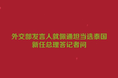 外交部发言人就佩通坦当选泰国新任总理答记者问