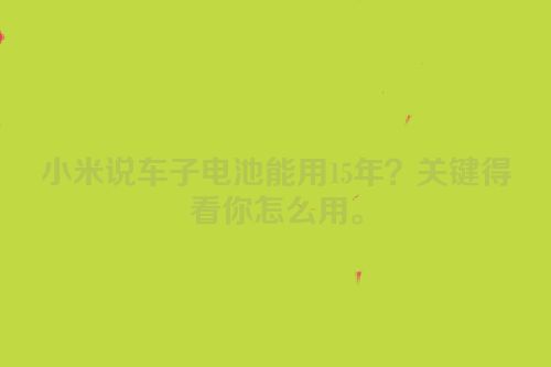 小米说车子电池能用15年？关键得看你怎么用。