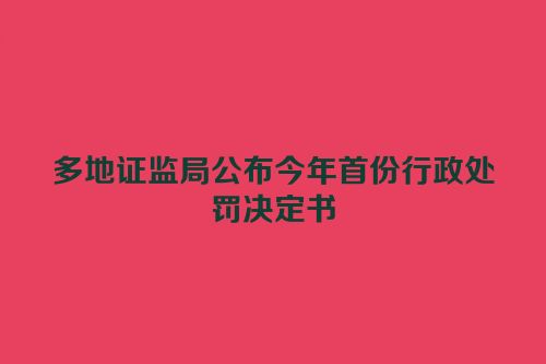 多地证监局公布今年首份行政处罚决定书