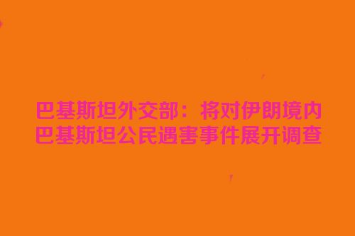 巴基斯坦外交部：将对伊朗境内巴基斯坦公民遇害事件展开调查
