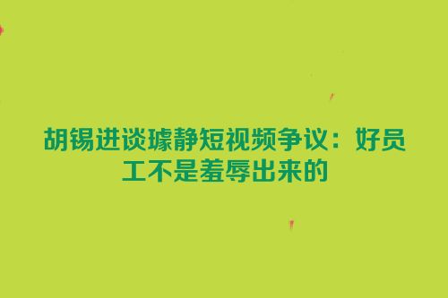 胡锡进谈璩静短视频争议：好员工不是羞辱出来的
