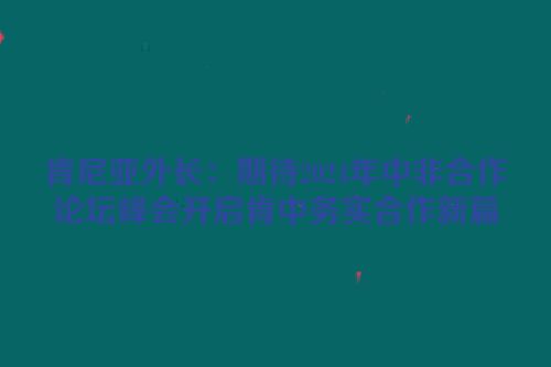 肯尼亚外长：期待2024年中非合作论坛峰会开启肯中务实合作新篇